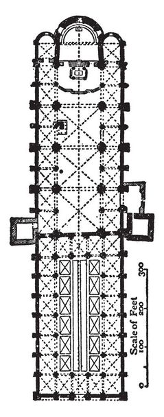 Σχέδιο του San Ambrogio, 10001200, Ιταλική Lombard ρωμανικός, τους οικοδόμους εκκλησία, γεωμετρικό σχέδιο ορόφων, εκλεκτής ποιότητας γραμμικό σχέδιο ή απεικόνιση χαρακτική. - Διάνυσμα, εικόνα