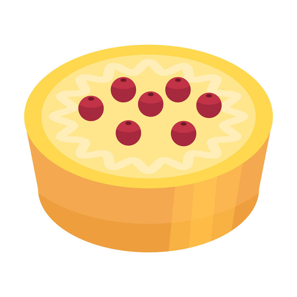 Holiday cherry cake icon, isometric style - Vetor, Imagem