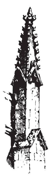 Spitze verwendet, um gotische Gebäude zu verzieren, ermöglichen die fliegenden Strebepfeiler, Vertikalität der Struktur, Vintage-Linienzeichnung oder Gravur Illustration. - Vektor, Bild