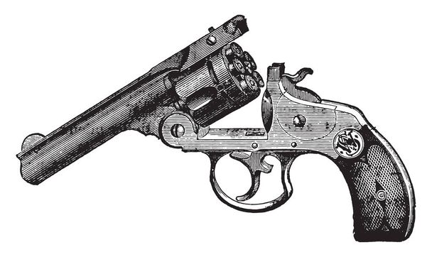 Revolver Smith a Wesson, vintage ryté ilustrace. Průmyslové encyklopedii E.-O. Lami - 1875 - Vektor, obrázek