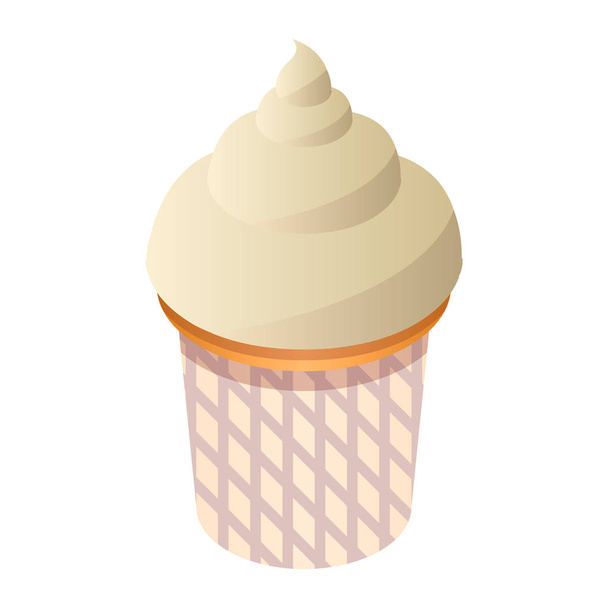 Small cupcake icon, isometric style - Vetor, Imagem