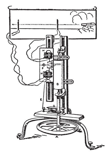 Cette illustration représente la fonction de Bashforth Chronograph qui détache le ressort, dessin de ligne vintage ou gravure illustration
. - Vecteur, image