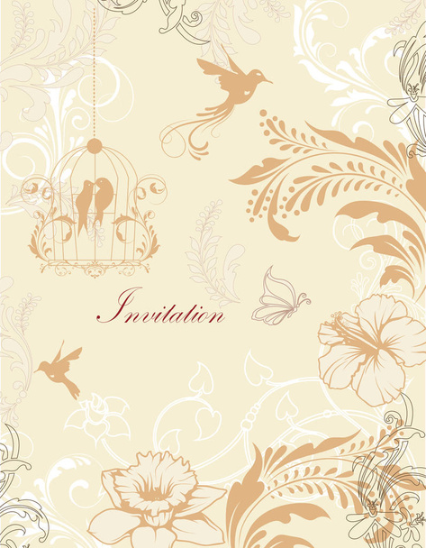 vector invitation template with floral elements - Vecteur, image