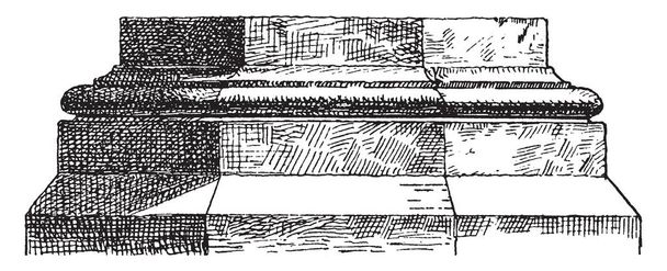 Gotische het platform ornamenten kolom Base, in de veertiende eeuw, onderste gedeelte van de kolom heeft een lichte helling, het bovenste deel heeft een reeks verzonken afschuining, Middeleeuwen, vintage lijntekening of gravure illustratie. - Vector, afbeelding