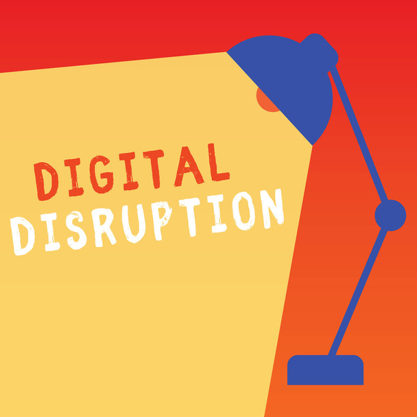 Tekst schrijven Digital Disruption. Bedrijfsconcept voor veranderingen die van invloed zijn op technologiemarkten Product makeover - Foto, afbeelding