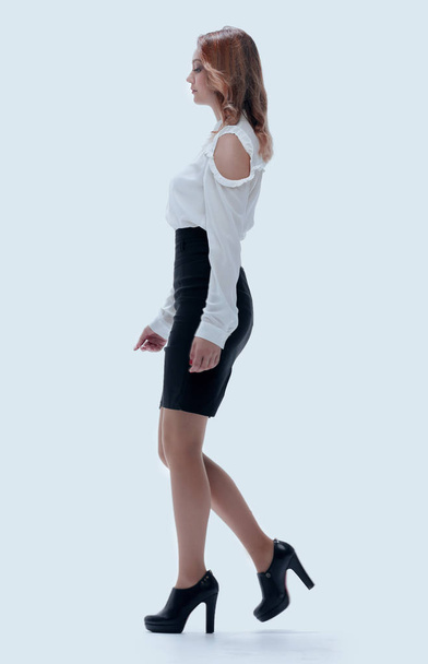 walking business lady, side view - Фото, изображение