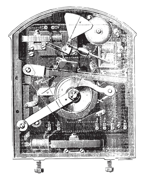Semafor kutusunun vintage oyulmuş illüstrasyon bölümü. Endüstriyel ansiklopedi E.-O. Lami - 1875 - Vektör, Görsel