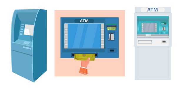 ATM machine giving money - Διάνυσμα, εικόνα
