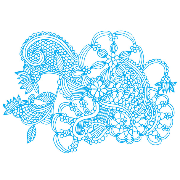 Hand draw line art ornate flower design - Vector, afbeelding