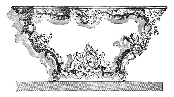 コンソールは、Cuvillies (18 世紀) 後、ヴィンテージの刻まれた図を適用されます。産業百科事典 e. o.ラミ - 1875 - ベクター画像