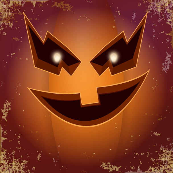 Halloween cartoon scary pumpkin with face . Vector cartoon Illustration of Carved pumpkin into jack-o-lanterns for halloween banners and posters and layout. - Vector, imagen
