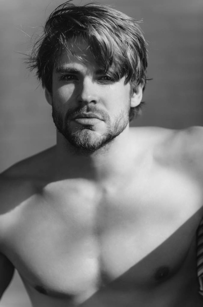 Handsome man with beard or sexy muscular macho - Valokuva, kuva