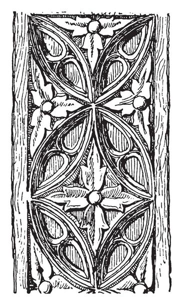Carving is a wooden panel, vintage line drawing or engraving illustration. - Vector, Image