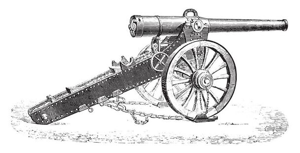 Canon 155mm montagna 1877 modello, annata inciso illustrazione. Enciclopedia Industriale E.-O. Lami - 1875
 - Vettoriali, immagini