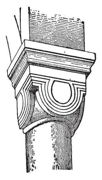 Kapitál v kostele Neuwiller, vintage gravírovanou. Průmyslové encyklopedii E.-O. Lami - 1875 - Vektor, obrázek