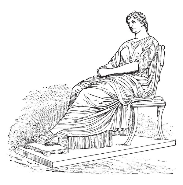 Statue of Agrippina, vintage engraved illustration - Vector, Image