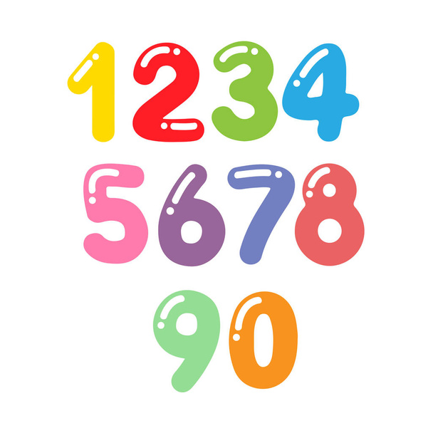 Cartoon kleurrijke cijfers set. Vectorillustratie - Vector, afbeelding