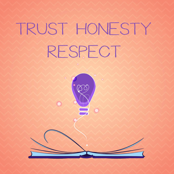 Szöveg jel Trust őszinteség tiszteletadásban. Tiszteletre méltó vonások tényezője a jó erkölcsi jellegű fogalmi fénykép - Fotó, kép