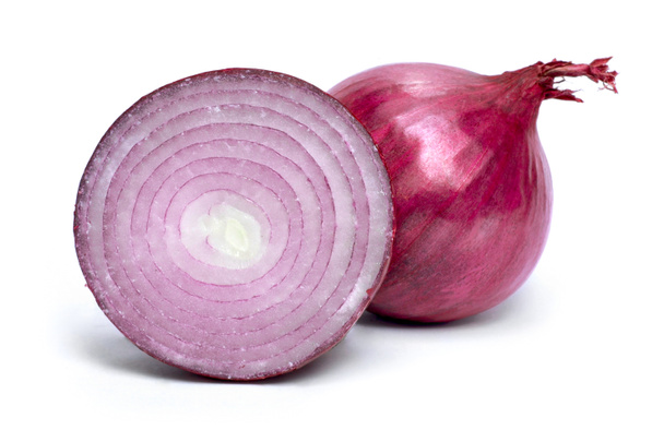Beautiful fresh red onions, group of objects or cooking ingredients, isolated on white background.  - Photo, Image