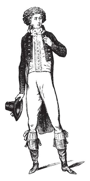 Costume beginning of the Revolution, vintage engraved illustration. Industrial encyclopedia E.-O. Lami - 1875 - Вектор,изображение