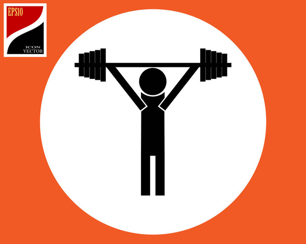 icono de un levantador de pesas levantando una barra en blac
 - Vector, Imagen