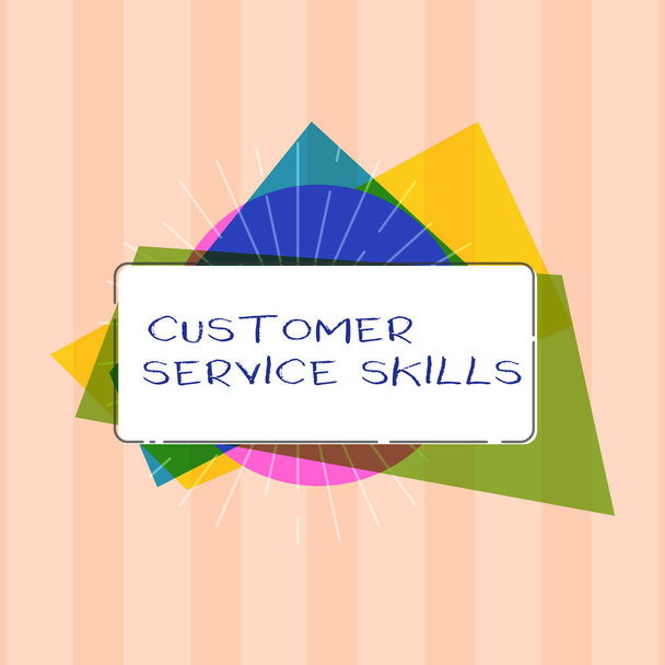 Text sign showing Customer Service Skills. Conceptual photo Aptitude to master to improve dealings with client - Photo, Image