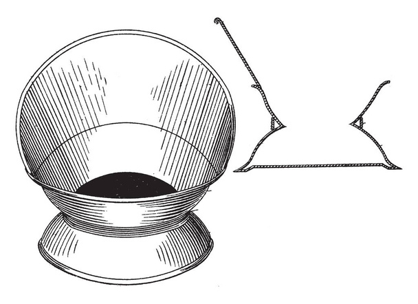 The Design for a Cuspidor is a receptacle made for spitting, its users of chewing and dipping tobacco, vintage line drawing or engraving illustration. - Vector, Image
