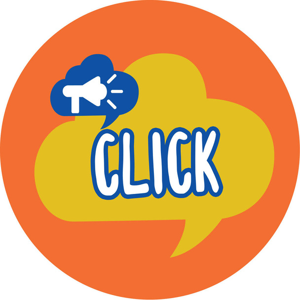 Escritura a mano conceptual mostrando Click. Texto de la foto de negocios Acto de presionar un botón en un dispositivo similar del ratón Sonido corto agudo
 - Foto, imagen