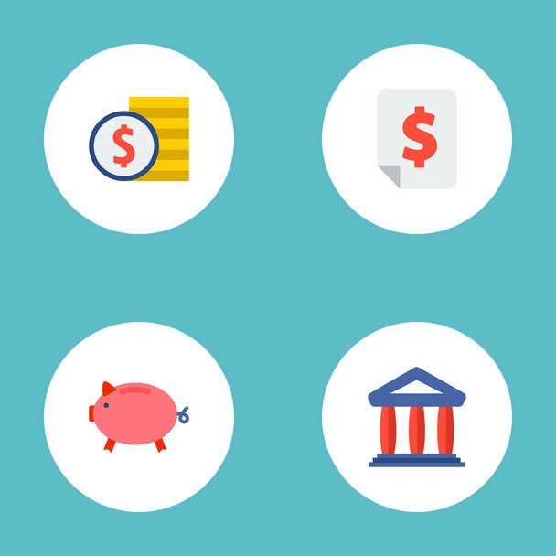 Sada symbolů ploché styl ikony financí s zpráva, prasátko, soud a další ikony pro váš web mobilní aplikace loga design. - Fotografie, Obrázek