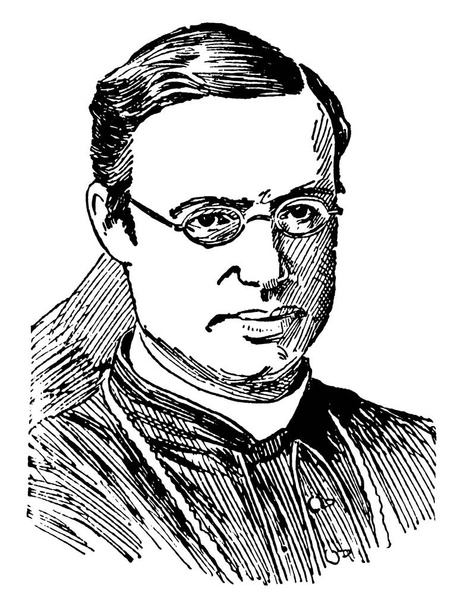 Érsek Michael Corrigan, 1839-1902-ben ő volt az amerikai prelátus, a római katolikus egyház és a harmadik érsek New York-i 1885-1902, vintage vonalas rajz vagy metszet illusztráció - Vektor, kép