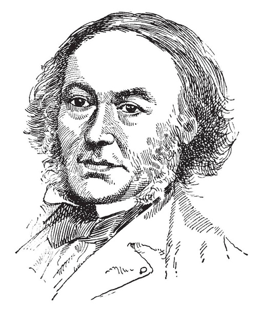 Robert Cobden, 1804-1865, était un fabricant anglais, un homme d'État radical et libéral, un dessin à la ligne vintage ou une illustration de gravure
 - Vecteur, image