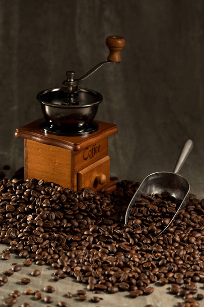 coffee mill grinder and coffee bean - Fotó, kép