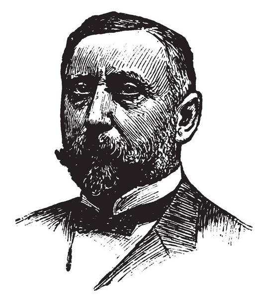 Alexander T. Brown, 1854-1929, on byl inženýr, podnikatel, vynálezce smith premier psací stroj, a jeden ze zakladatelů společnosti gear Brown-Lipe, vintage kreslení čar nebo gravírování obrázku - Vektor, obrázek