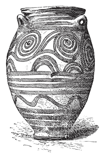 Vase of Santorini, vintage engraved illustration - Vector, Image