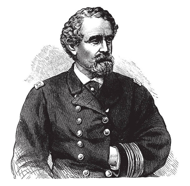 Contre-amiral James Alden, 1810-1877, il était contre-amiral dans la marine américaine, dessin de ligne vintage ou illustration de gravure
 - Vecteur, image
