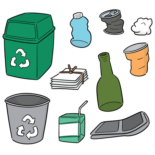 insieme vettoriale di rifiuti riciclati - Vettoriali, immagini