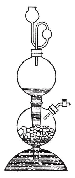 A device used to collect upward displacement of gas, vintage line drawing or engraving illustration. - Vector, Image