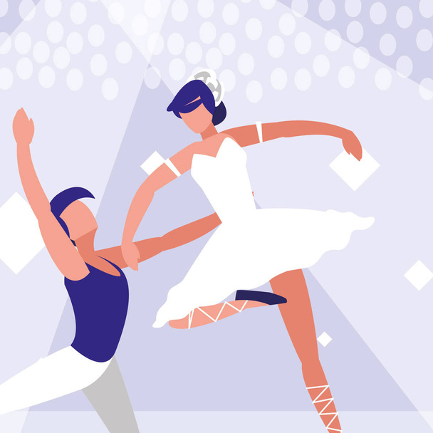χορευτές μπαλέτου ζευγάρι απομονωμένες εικονίδιο - Διάνυσμα, εικόνα