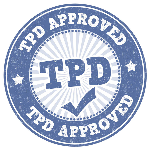 Panneau ou timbre approuvé TDP (Tobacco Products Directive) sur fond blanc, illustration vectorielle
 - Vecteur, image