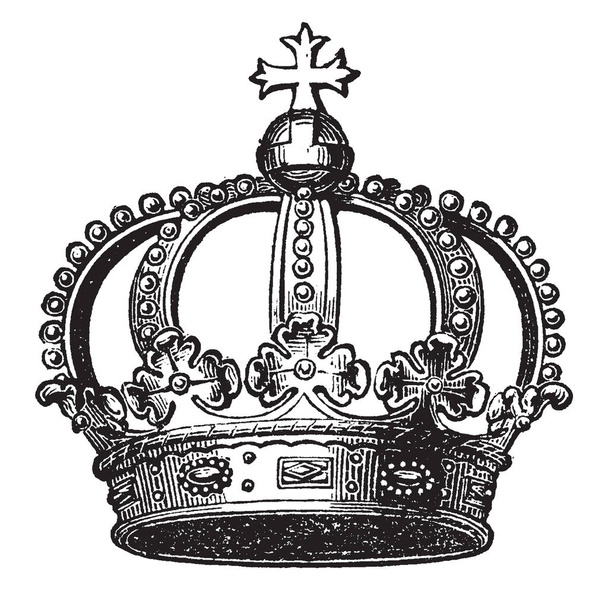 this picture is an example of a Prussian crown, vintage line drawing or engraving illustration. - Vector, Image