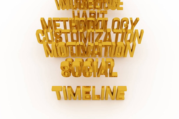 Časová osa & sociální, obchodní koncepční barevné 3d slov. dekorativní & ilustrace cgi typografie. Dobré pro design textury & pozadí. - Fotografie, Obrázek