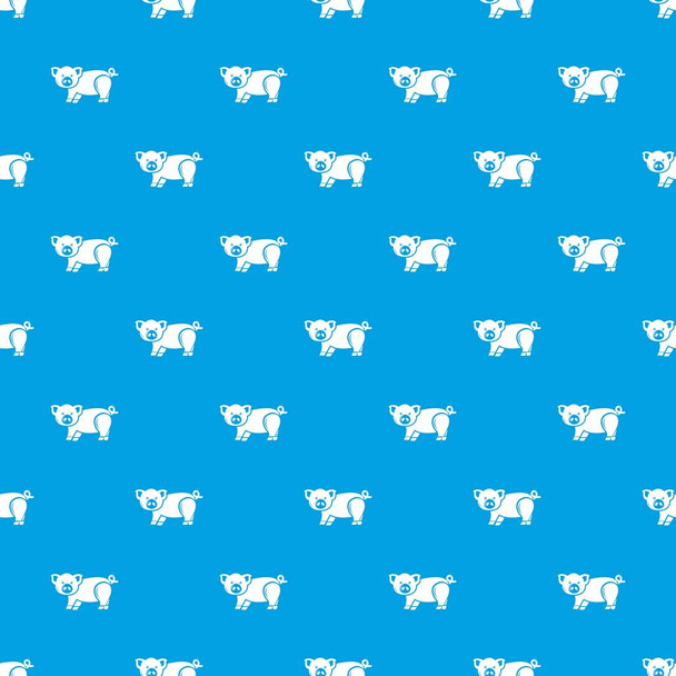 Cute pig pattern vector seamless blue - Vector, Image