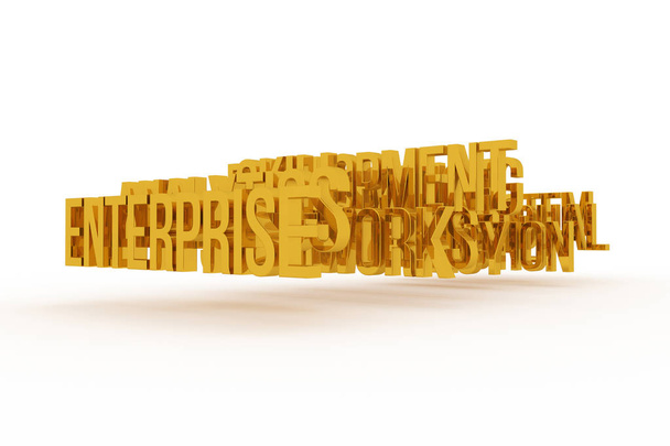 Impresa, business concettuale parole d'oro 3D. sfondo cgi tipografia, buono per la struttura di design
. - Foto, immagini