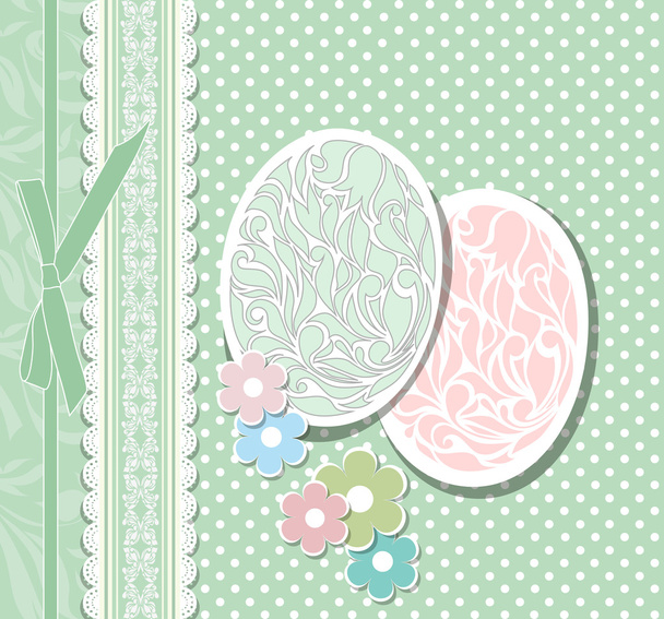 Vintage Easter card with eggs vector - Vector, Image