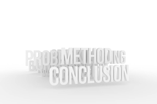 Method & conclusion, business conceptual gray or black & white B&W 3D words. background abstract cgi typography, good for design. - Photo, Image