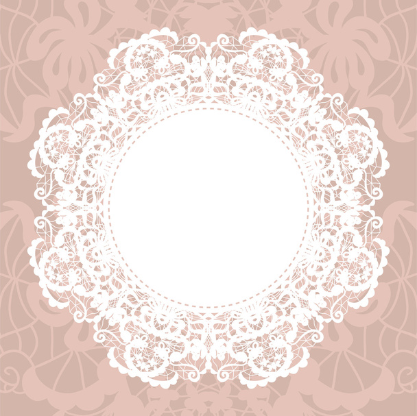 Elegant doily on lace gentle background - Вектор,изображение