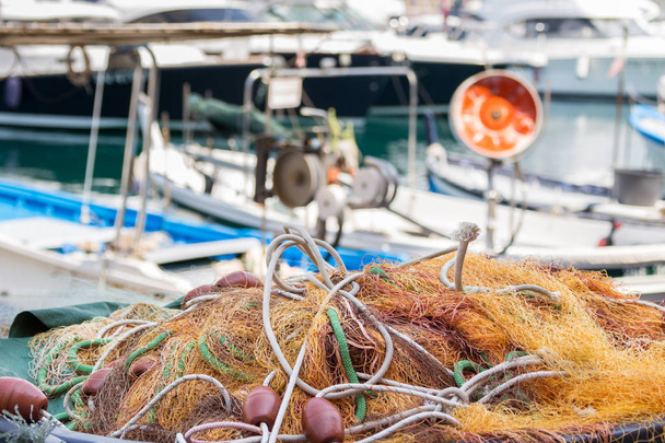 Balık ağı bir Port Santa Margarita İtalya - Fotoğraf, Görsel