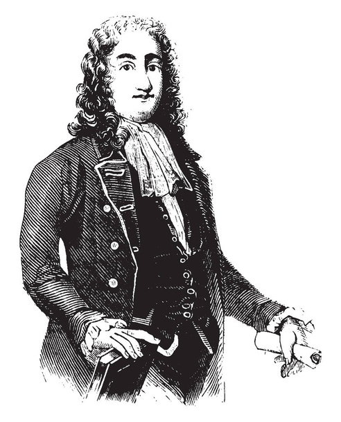Lord Dartmouth, 1731-1801, byl britský státník a ministrem pro kolonie od 1772 až 1775, vintage kreslení čar nebo gravírování obrázku - Vektor, obrázek
