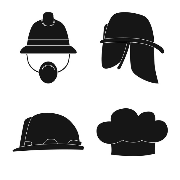 Vector illustration of headgear and cap symbol. Collection of headgear and accessory stock vector illustration. - Vetor, Imagem