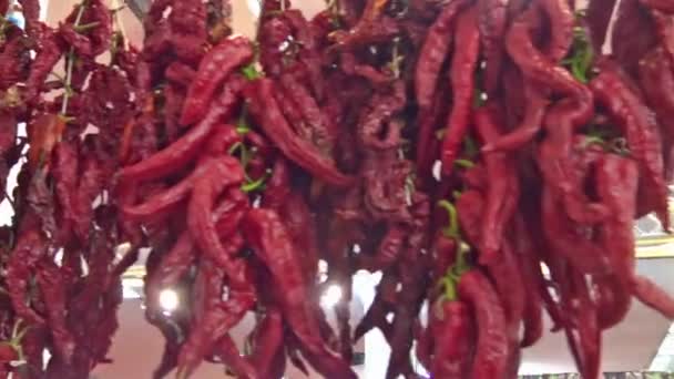 αποξηραμένα κόκκινες καυτερές πιπεριές - Πλάνα, βίντεο